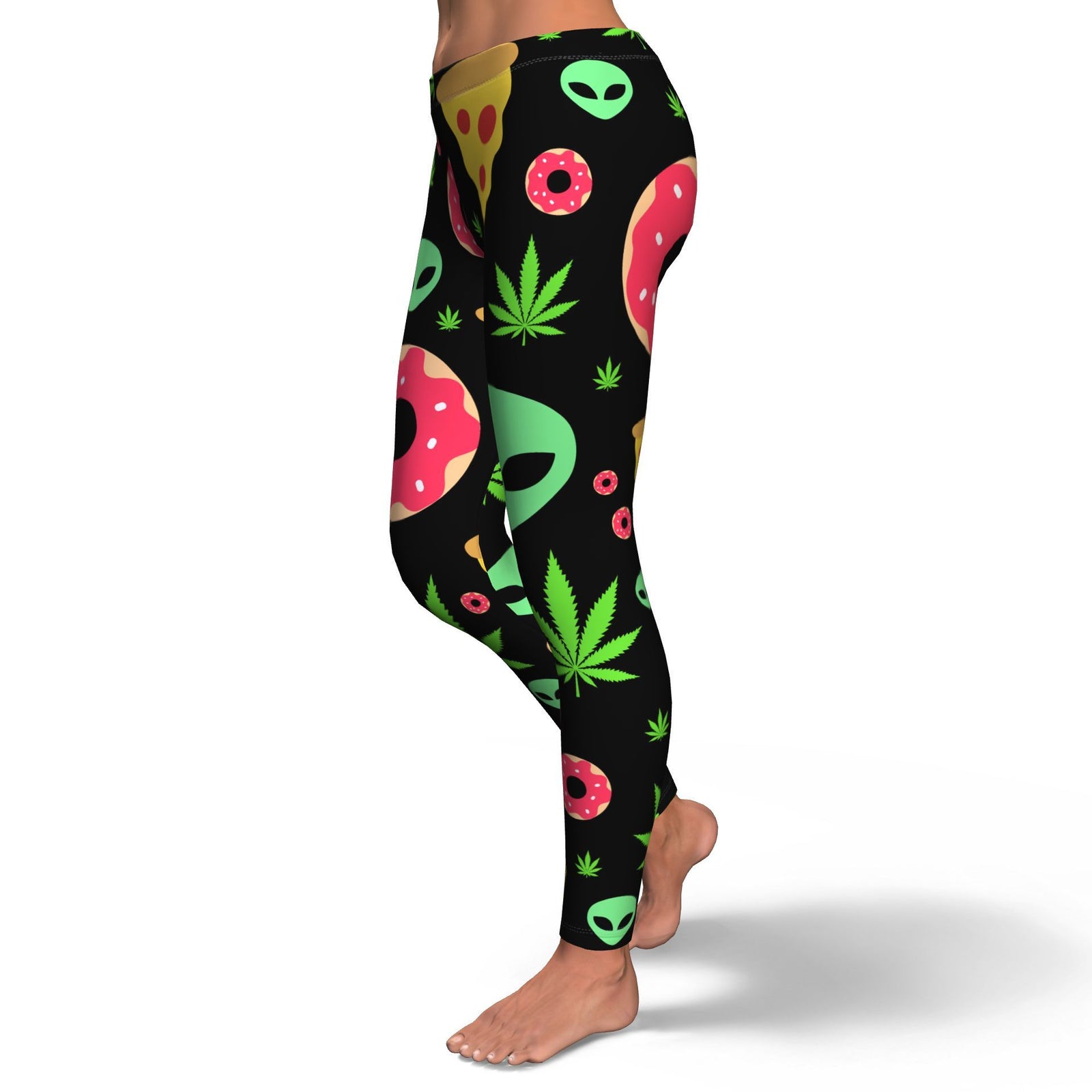 Pizza Donut Alien Leggings - American Weedster