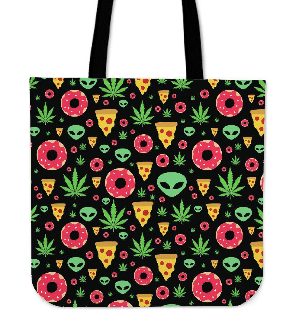 Pizza Donut Alien Tote Bag - American Weedster