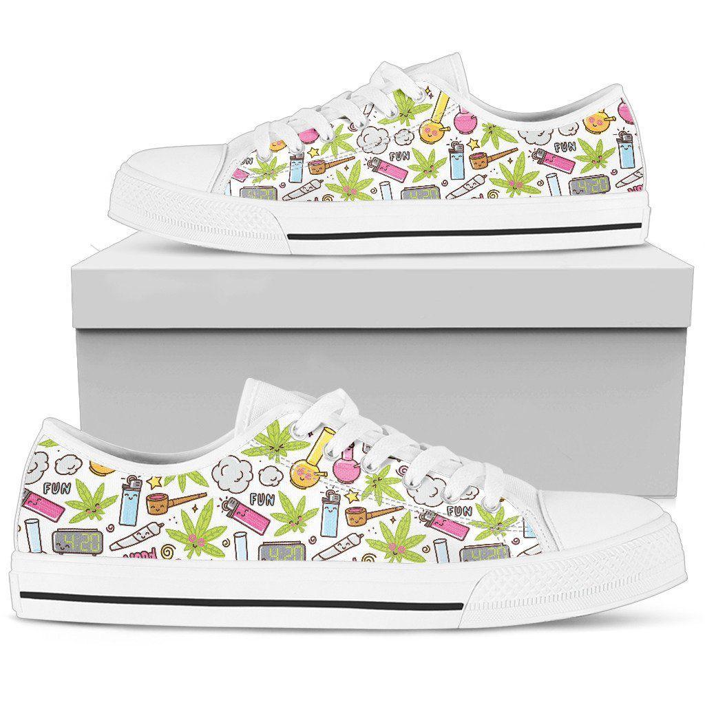 420 Fun White Low Top Shoe - American Weedster