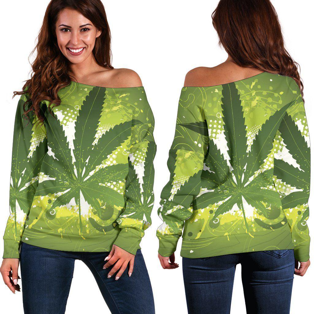 Awesome Green Off Shoulder Sweater - American Weedster