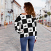 Checker Off shoulder Sweater - American Weedster