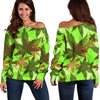 Dank Camo Off Shoulder Sweater - American Weedster