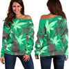 Fade Camo Off Shoulder Sweater - American Weedster