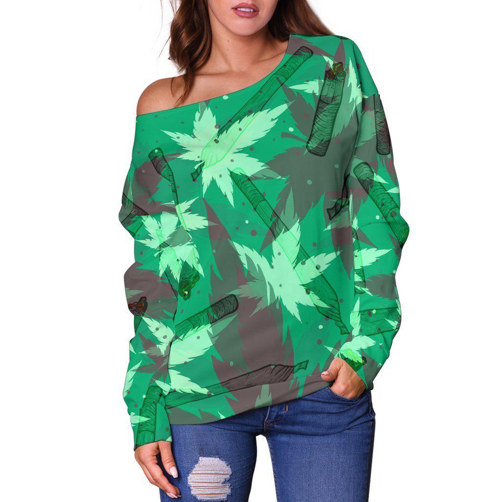 Fade Camo Off Shoulder Sweater - American Weedster