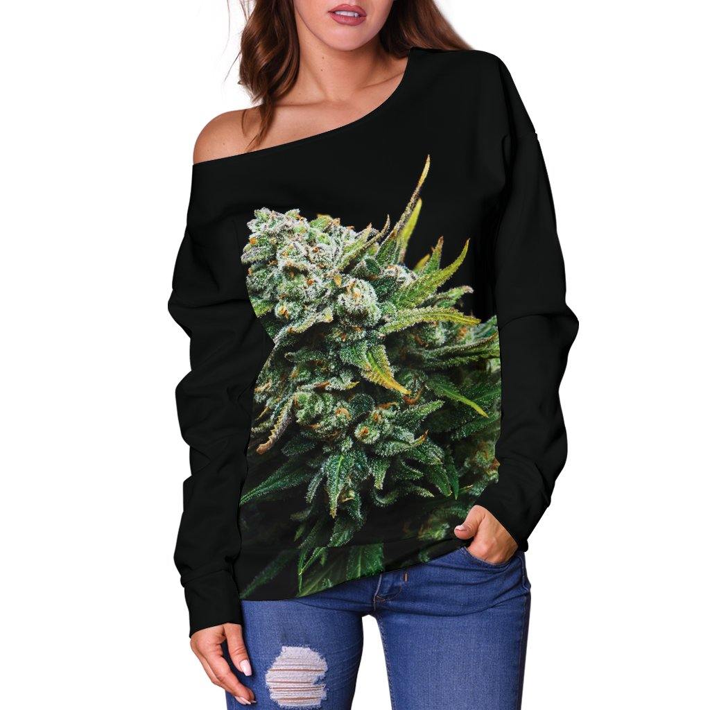 Flower 1 Off Shoulder Sweater - American Weedster