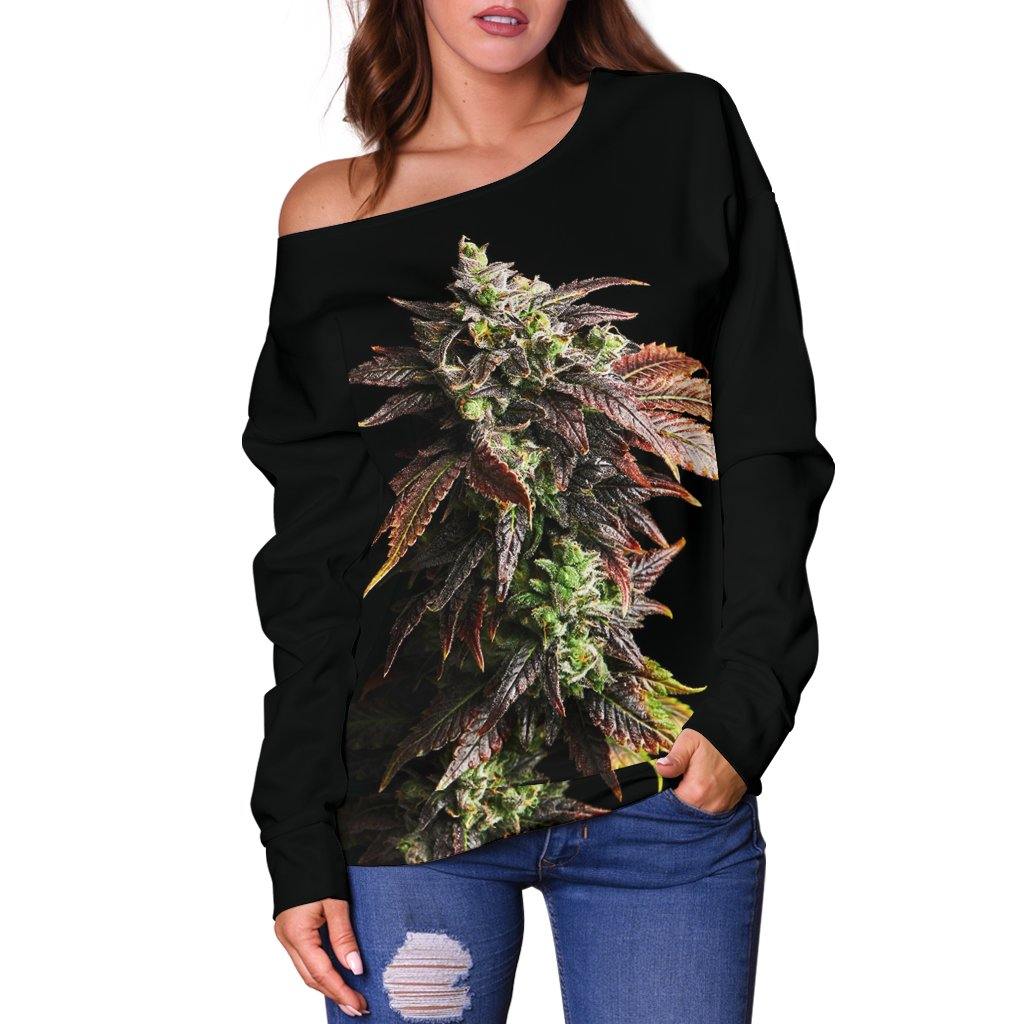 Flower 2 Off Shoulder Sweater - American Weedster