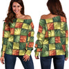 Jeans Pattern Off Shoulder Sweater - American Weedster