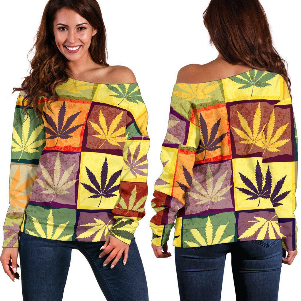 Multicolor Square Off Shoulder Sweater - American Weedster