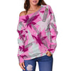 Pink Camo Off Shoulder Sweater - American Weedster