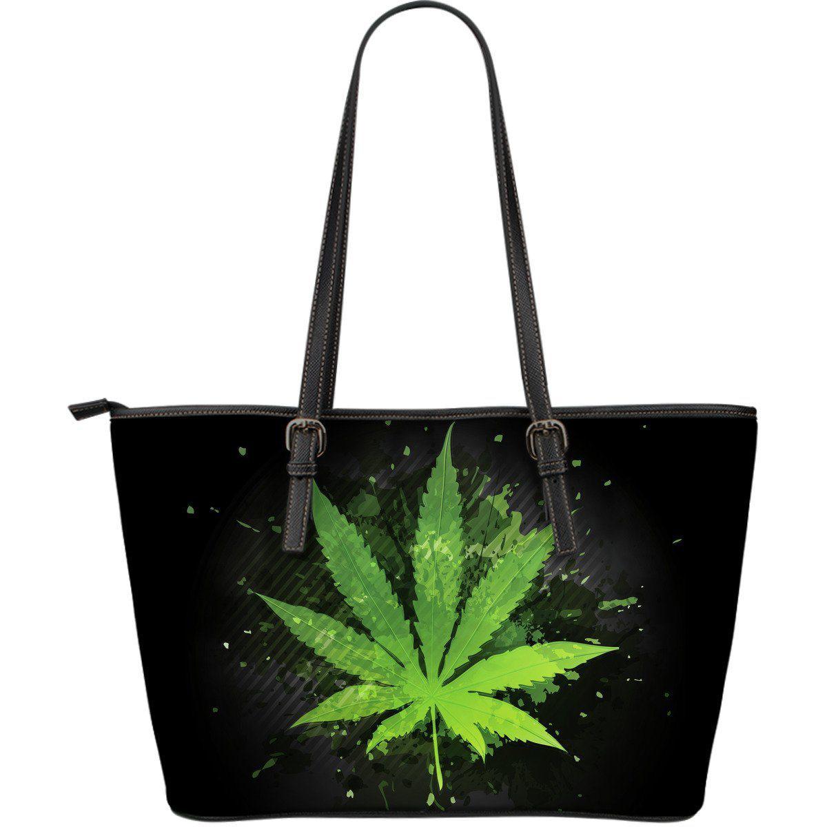 Amazing Leaf Small Leather Tote Bag - American Weedster
