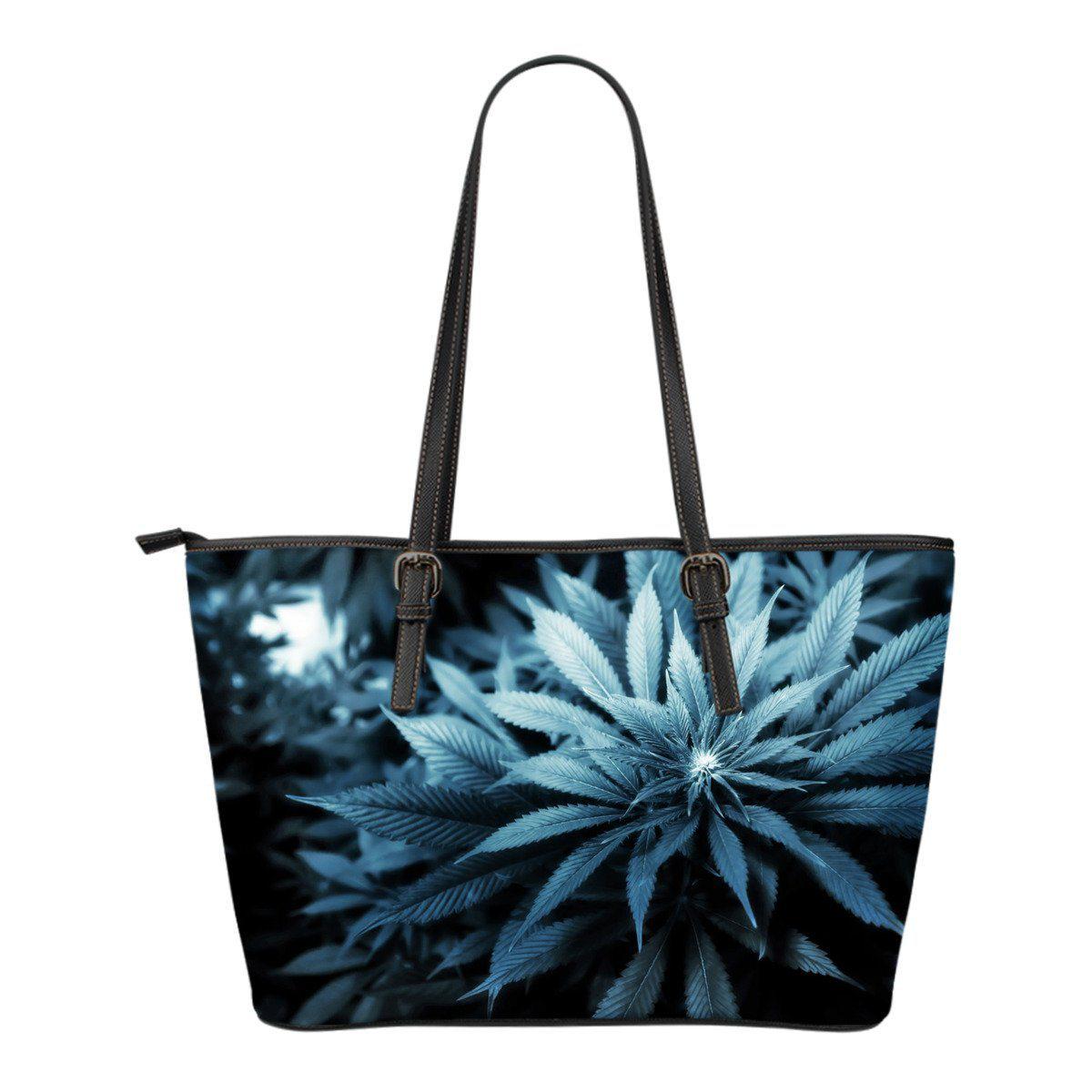 Blue Kush Small Leather Tote Bag - American Weedster