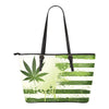 CannaFlag Small Leather Tote Bag - American Weedster