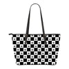 Checker Small Leather Tote Bag - American Weedster