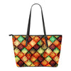 Diamond Multicolor Small Leather Tote Bag - American Weedster