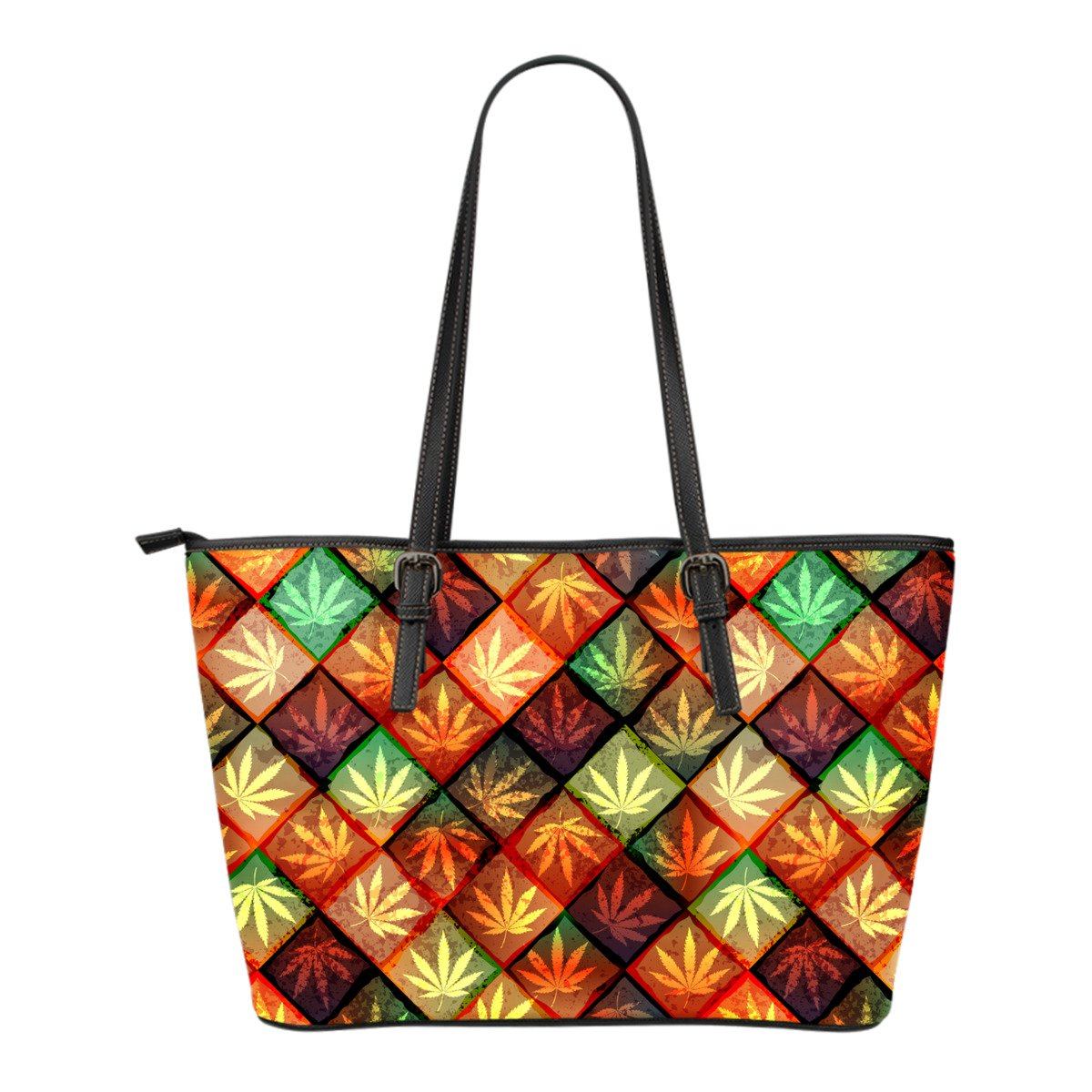 Diamond Multicolor Small Leather Tote Bag - American Weedster