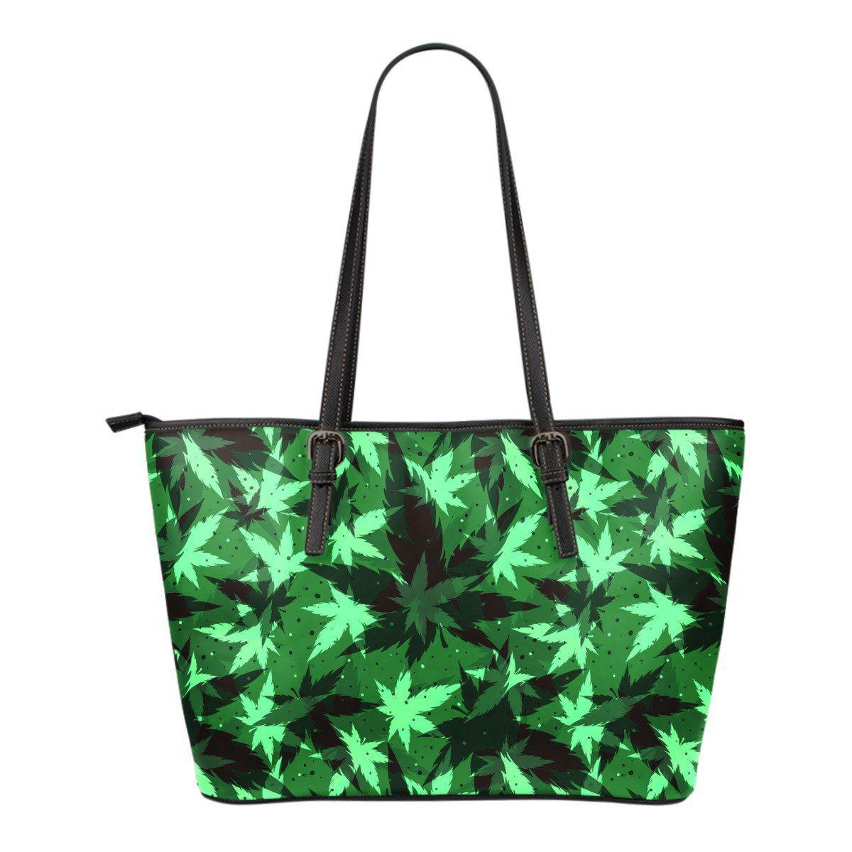 Kush Camo Small Leather Tote Bag - American Weedster
