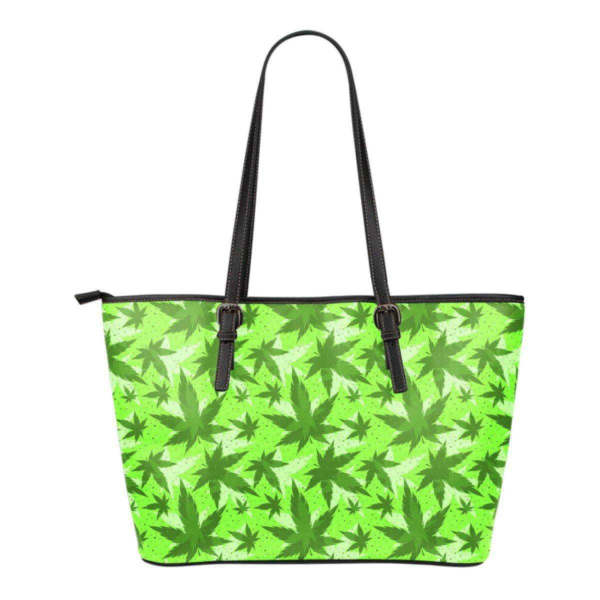 LimeGreen Small Leather Tote Bag - American Weedster