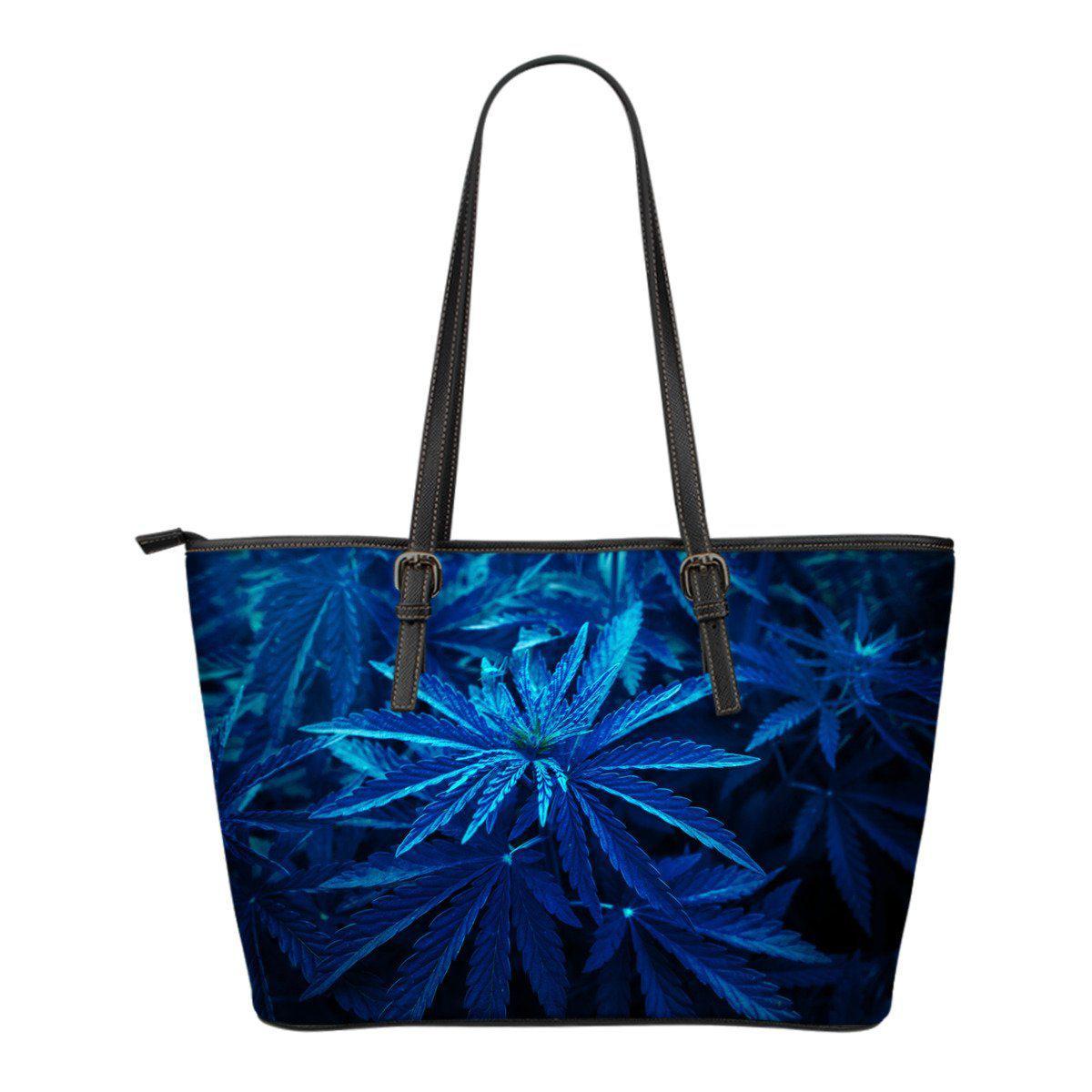 Moonlight Blue Small Leather Tote Bag - American Weedster