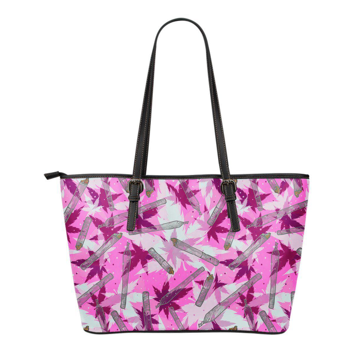 Pink Camo Small Leather Tote Bag - American Weedster