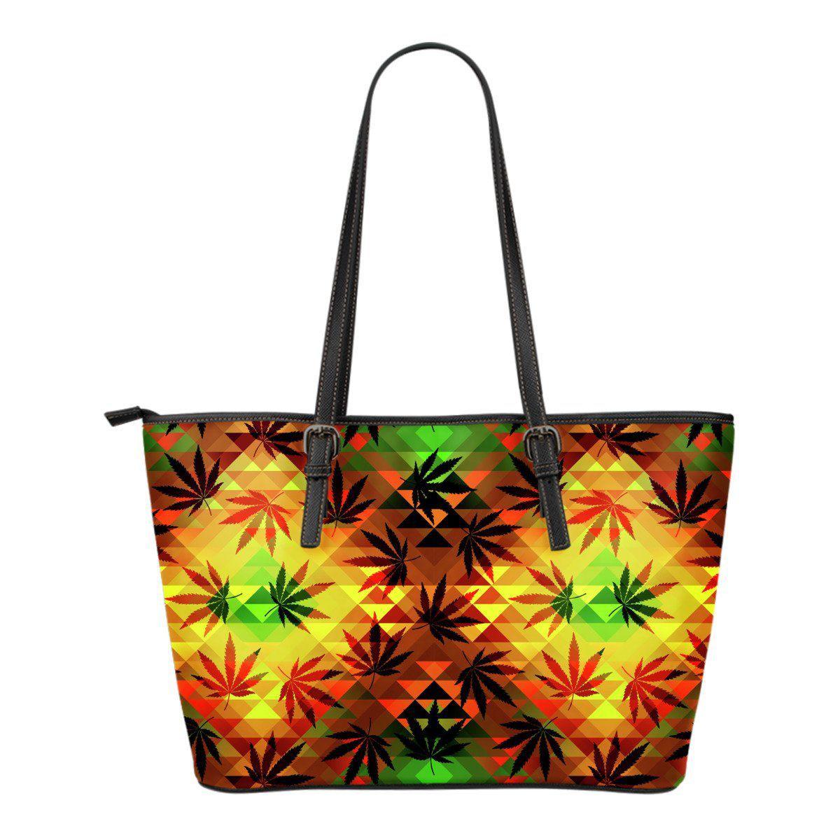 Pyramid Small Leather Tote Bag - American Weedster