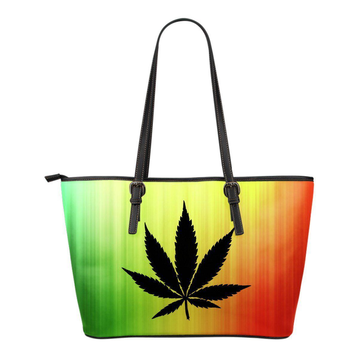 Rasta Vibes Small Leather Tote Bag - American Weedster
