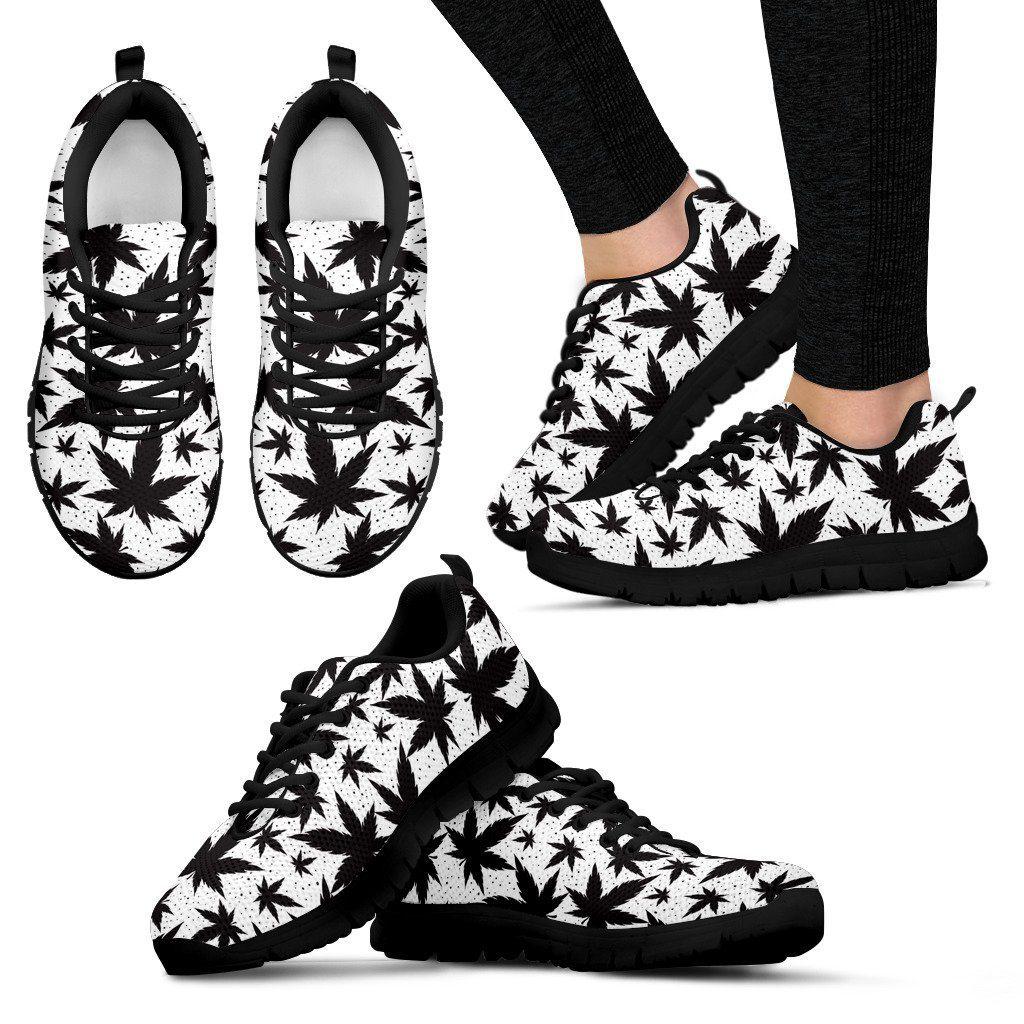 Black Leaf Women and Men Sneakers - American Weedster