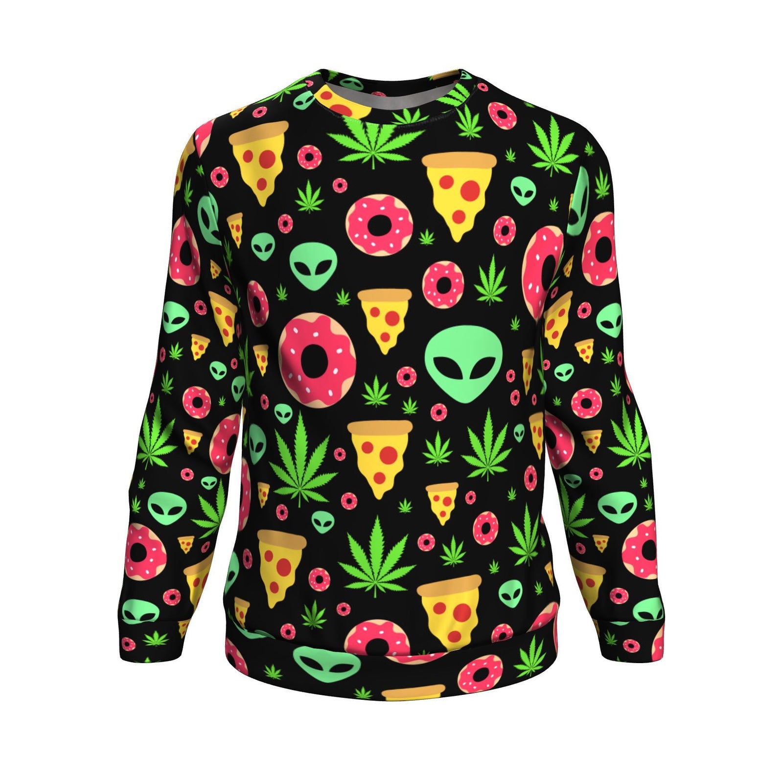 Pizza Donut Alien Unisex Sweater - American Weedster