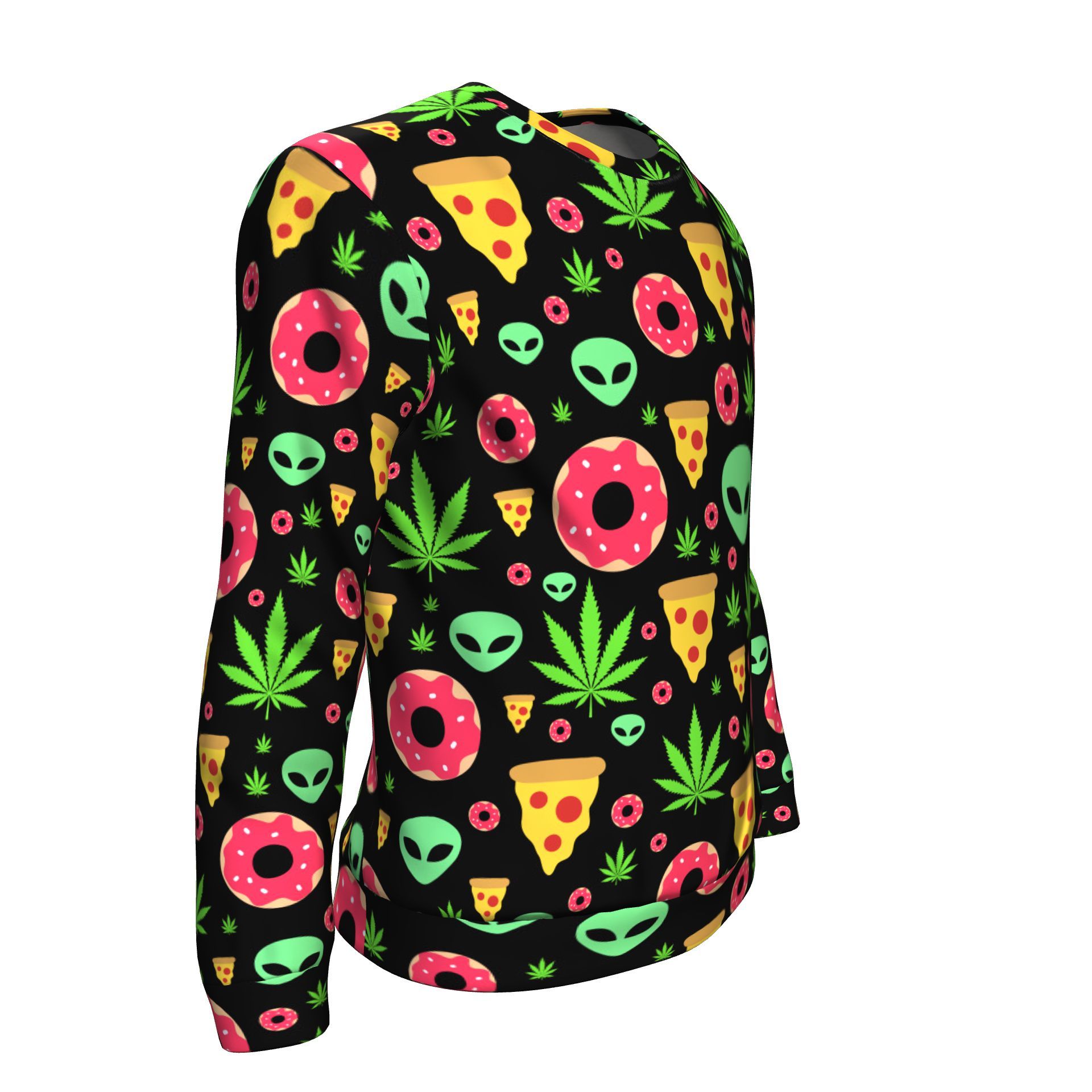 Pizza Donut Alien Unisex Sweater - American Weedster