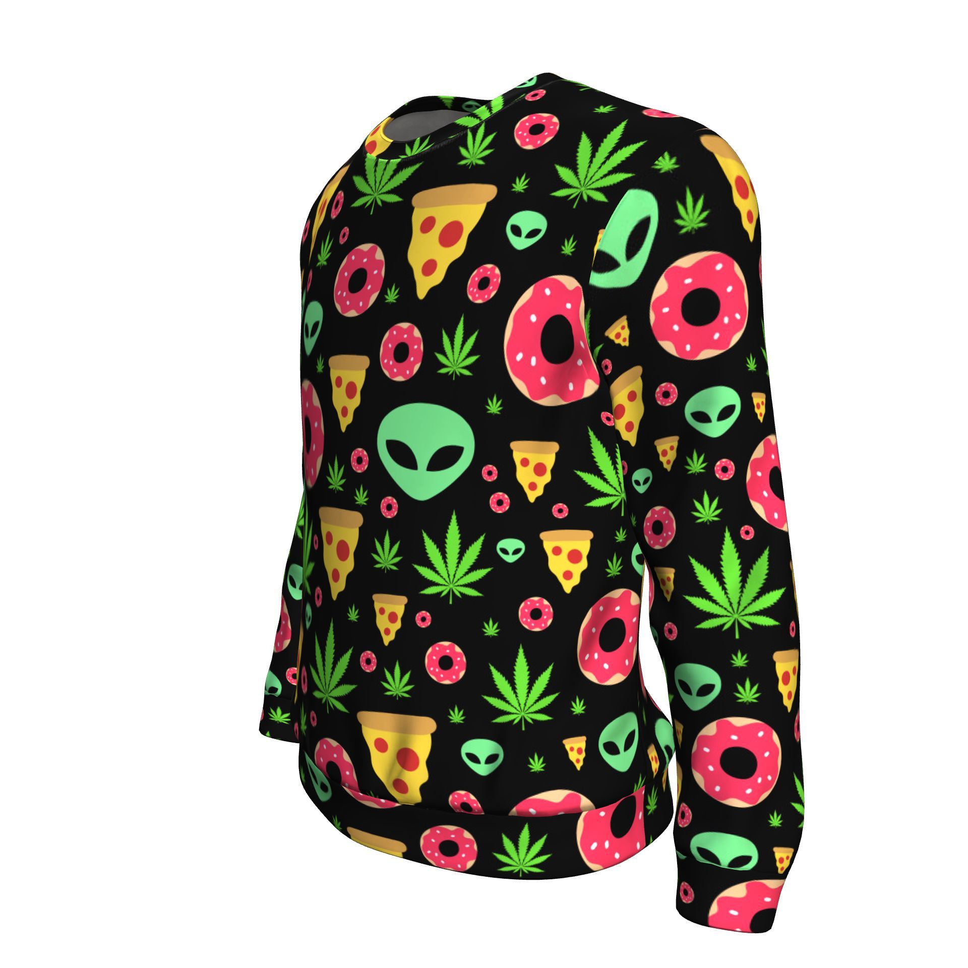 Pizza Donut Alien Unisex Sweater - American Weedster