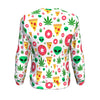 Pizza Donut Alien Unisex Sweater White - American Weedster